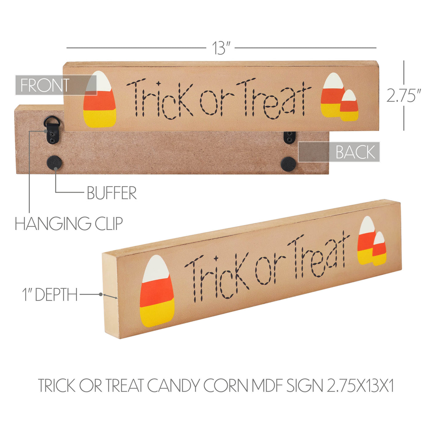 Trick Or Treat Candy Corn 13" Wooden Sign
