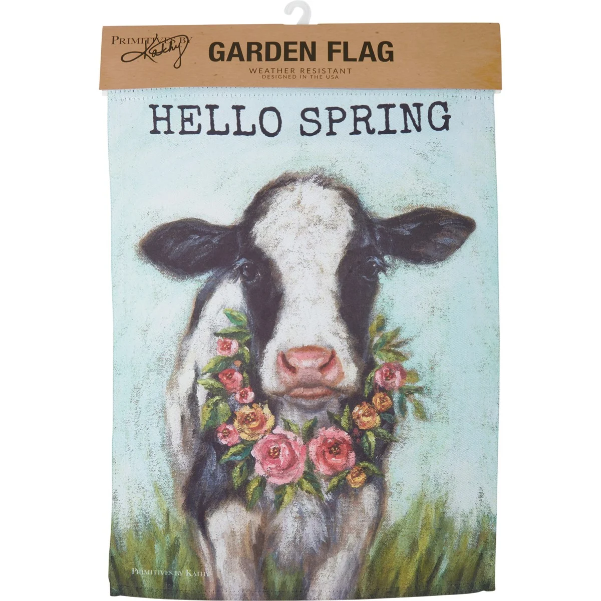 Hello Spring Cow Garden Flag