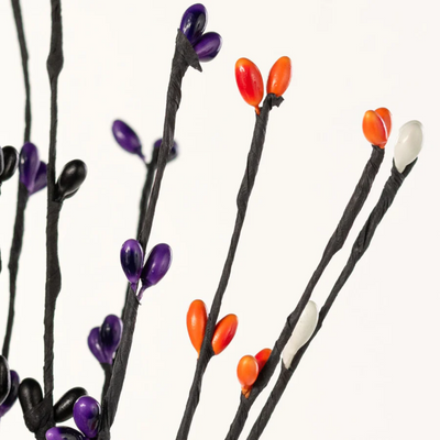 💙 Purple Orange Black & White 13" Halloween Pips and Twigs Spray
