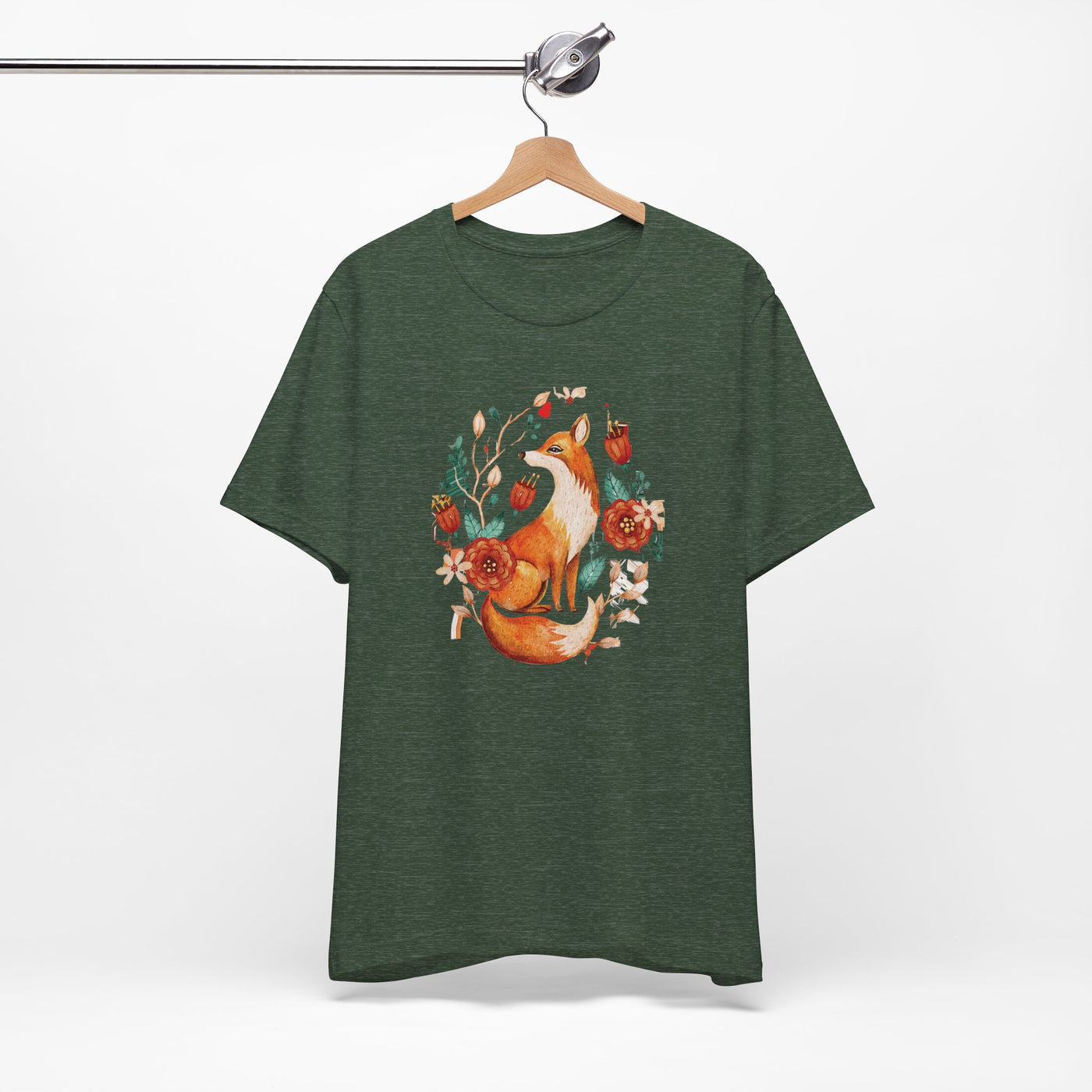 Graceful Fox and Flowers Cozy T-Shirt