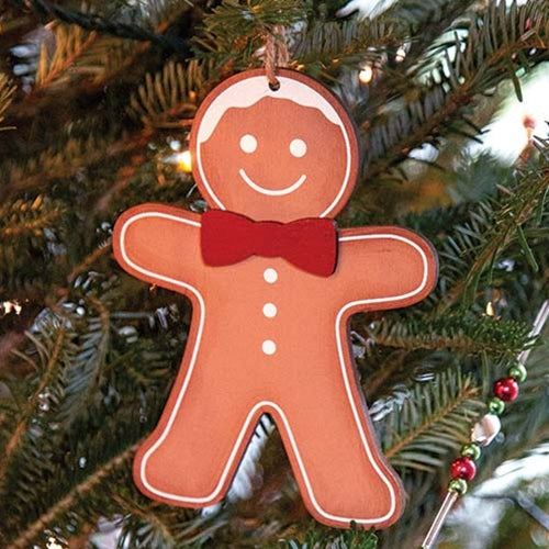 Bow Tie Gingerbread Wooden Ornament