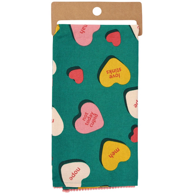 Anti Valentine Coversation Hearts Kitchen Towel