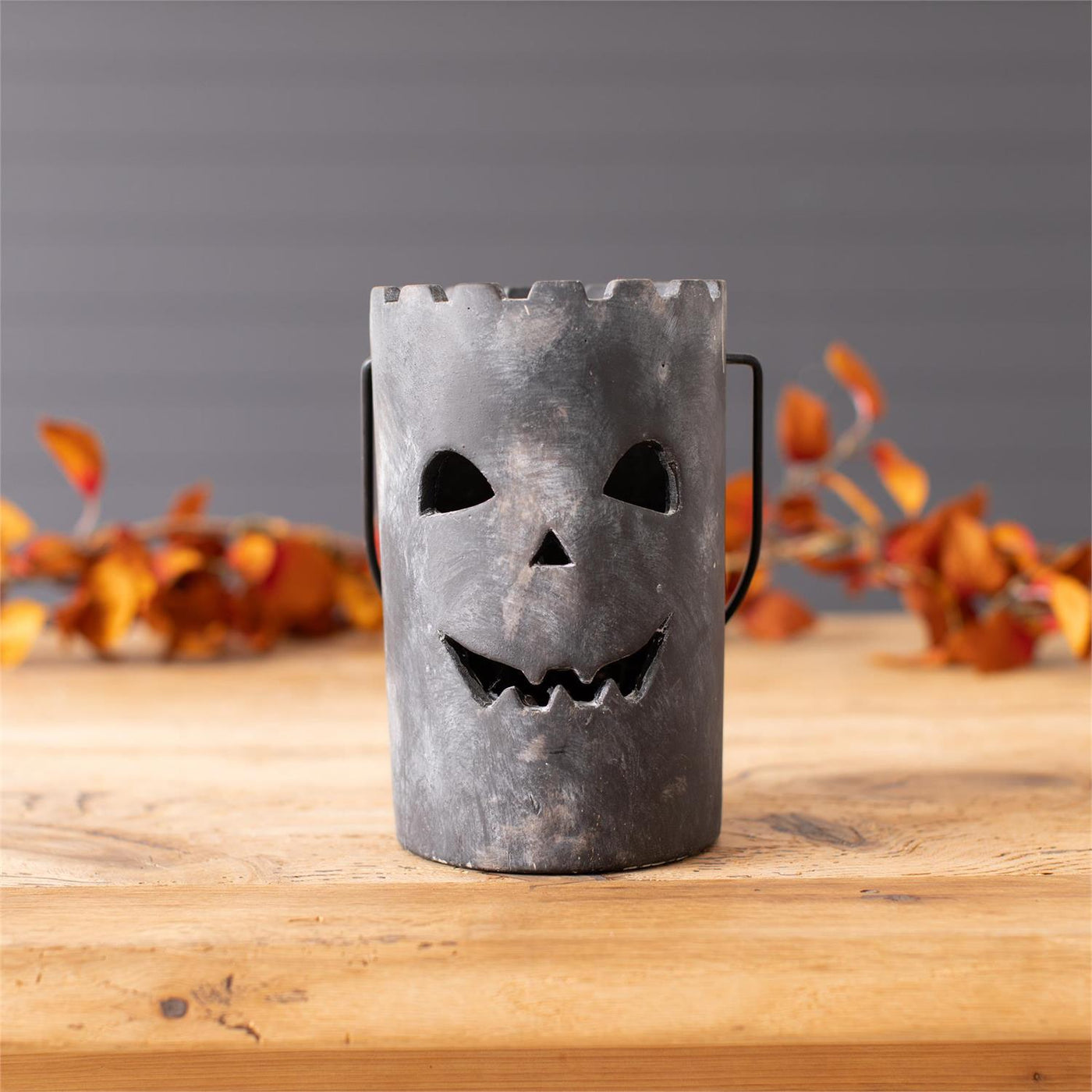 Jack O' Lantern Cement Luminary 8.5" H