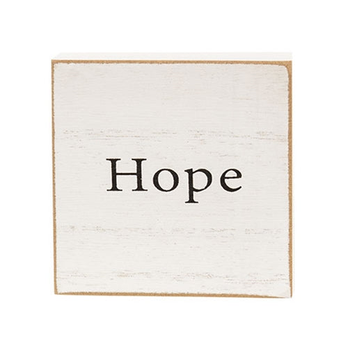 Set of 6 Inspirational Faith Word 3" White Wooden Square Blocks