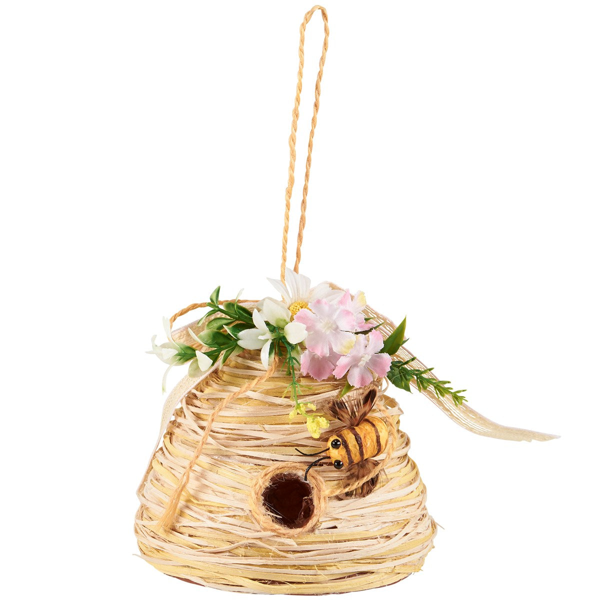 Bee Skep with Florals Ornament