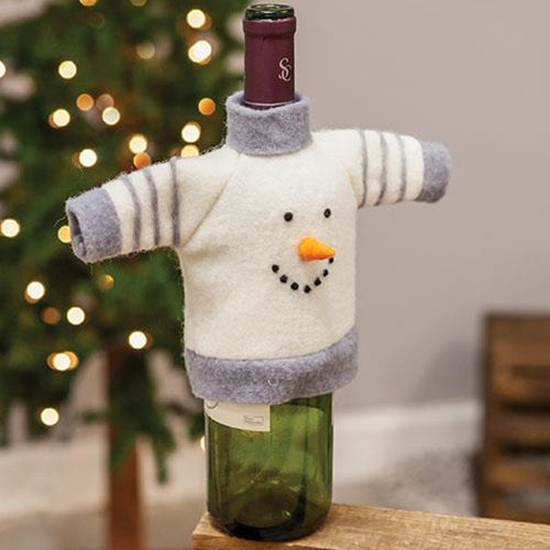 💙 Snowman Sweater Felted Wool Bottle Topper