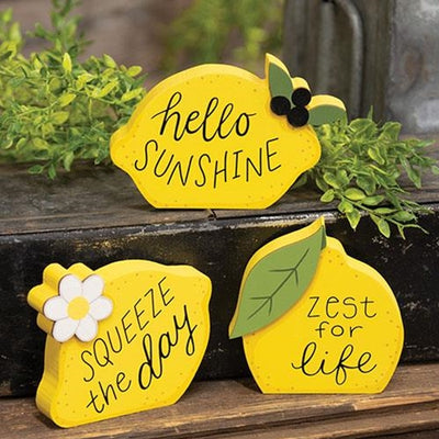 Set of 3 Lemon Sayings Chunky Sitters