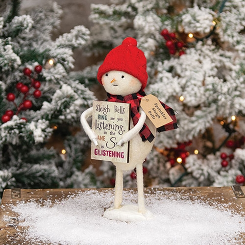 Sprinkles Sleigh Bells Standing Snowman with Sign