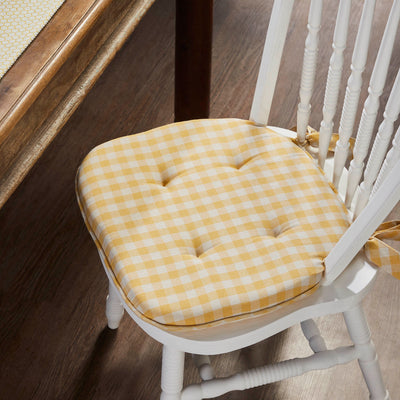Golden Honey Check Chair Pad 16.5" x 18"