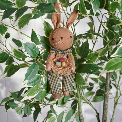 Egg Basket Bunny Fabric Easter Ornament