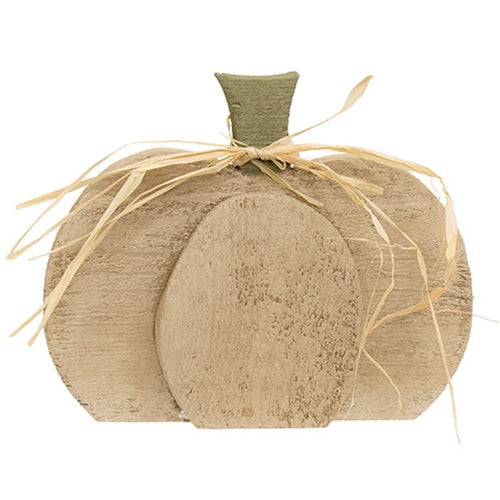 Rustic Wood Medium Tan Chubby Pumpkin