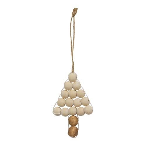 Wooden Beaded Christmas Tree Ornaments Set of 2