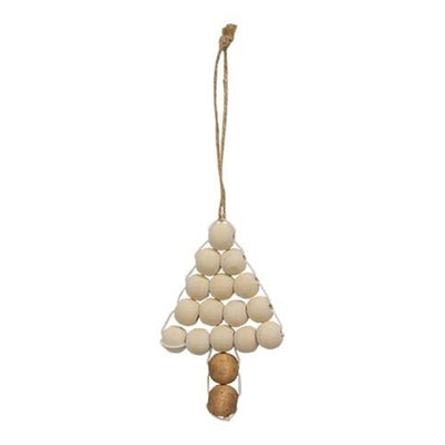 Wooden Beaded Christmas Tree Ornaments Set of 2