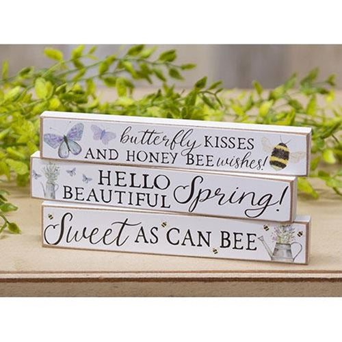 💙 Set of 3 Beautiful Spring Bee and Butterfly Wooden Mini Sticks
