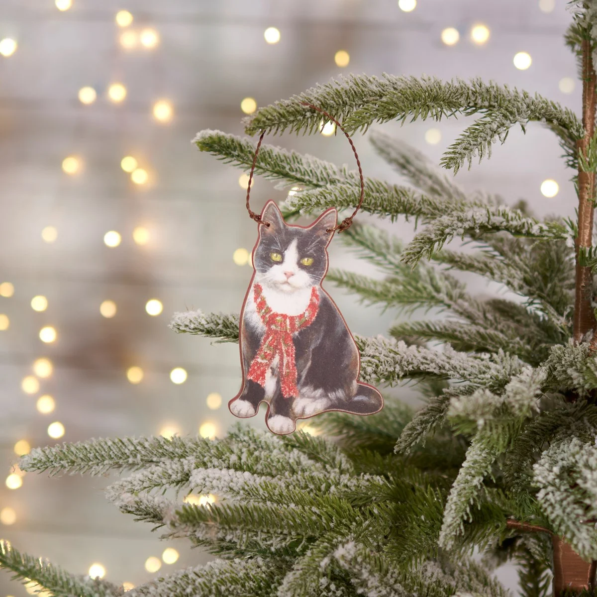 DAY 3 ✨ 25 Days of Ornaments ✨ 💙 Tuxedo Black and White Cat in Red Scarf Ornament