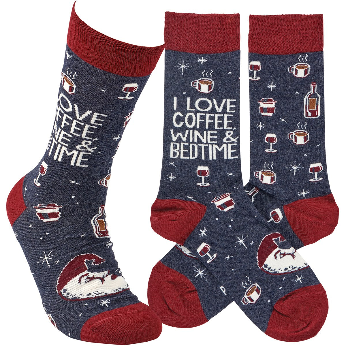 Coffee, Wine & Bedtime Fun Novelty Socks