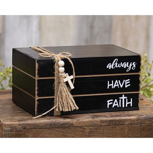 Always Have Faith Wooden Faux Book Stack