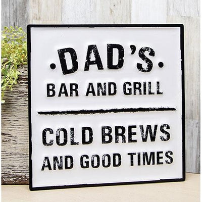 Dad's Bar & Grill 11.75" Distressed Metal Sign