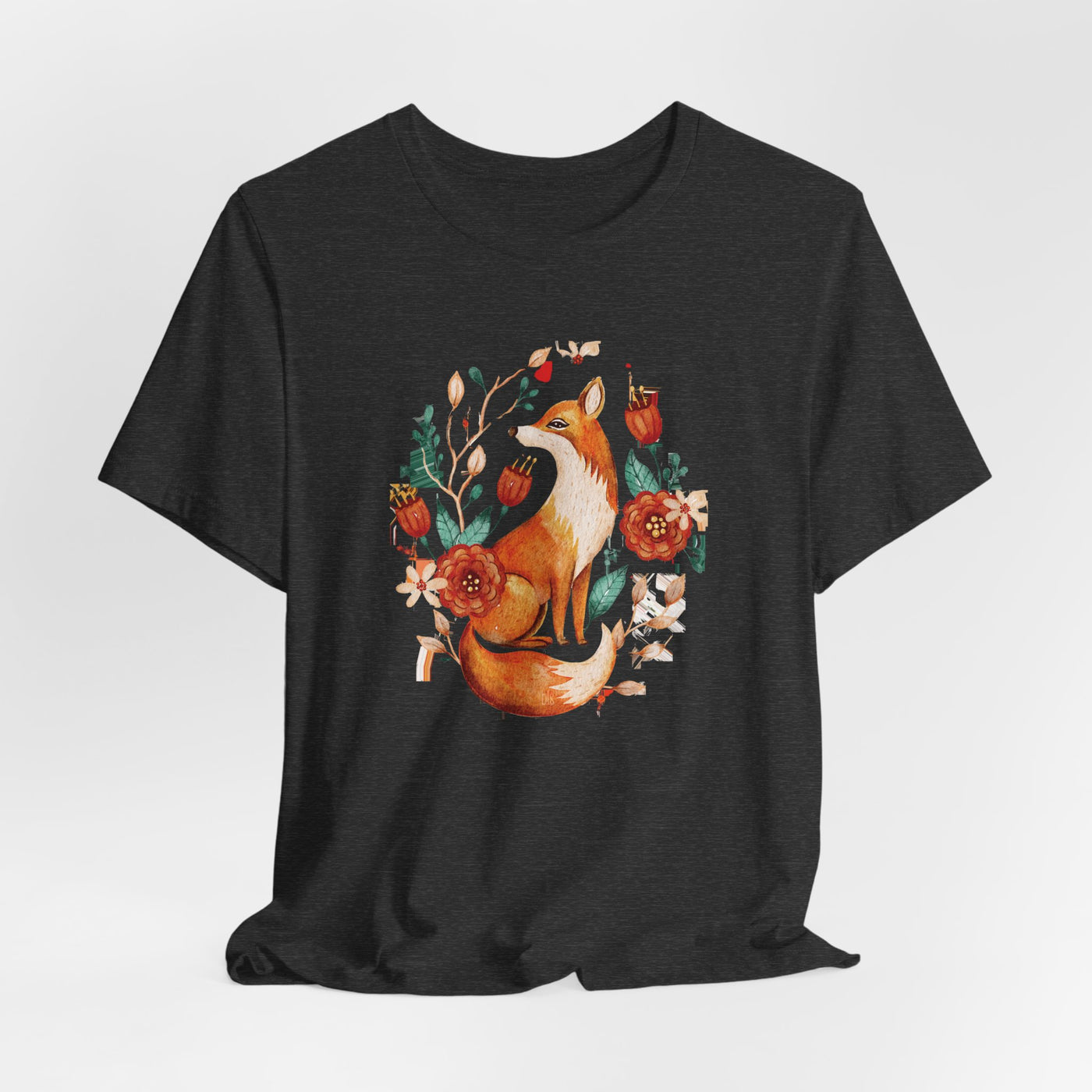 Graceful Fox and Flowers Cozy T-Shirt