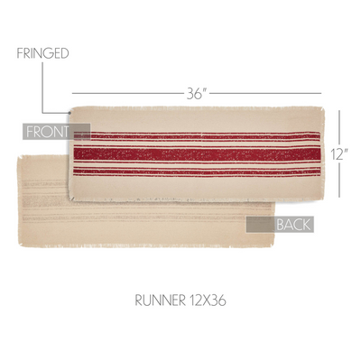 Burlap Red Stripe Runner 36" Long