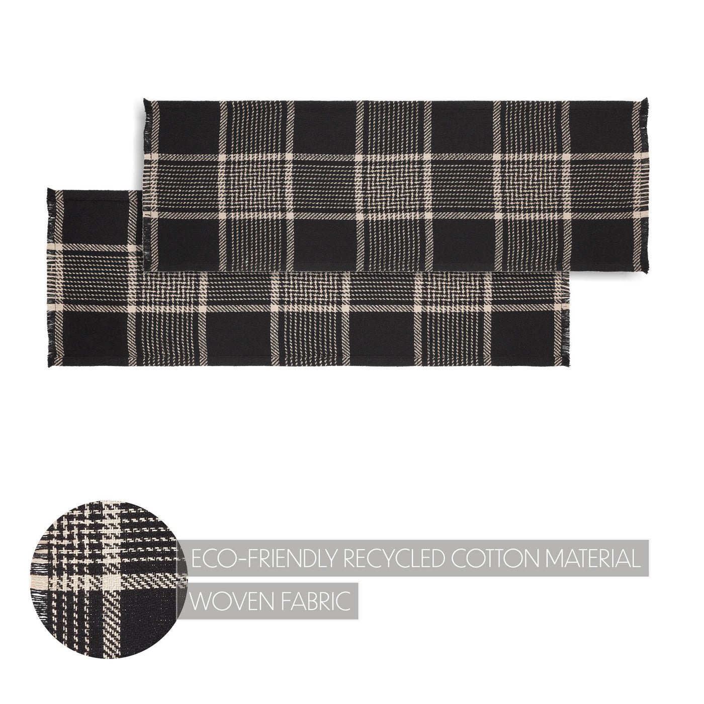 Eston Black Tan Plaid Runner 12" x 36"