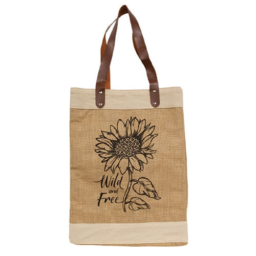 Wild and Free Sunflower Jute Tote