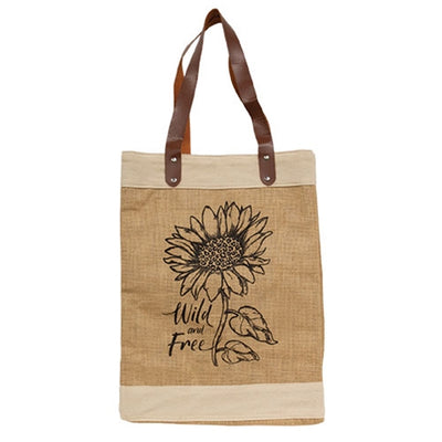 Wild and Free Sunflower Jute Tote
