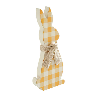 All Ears Honey Check Bunny with Burlap Scarf Sitter
