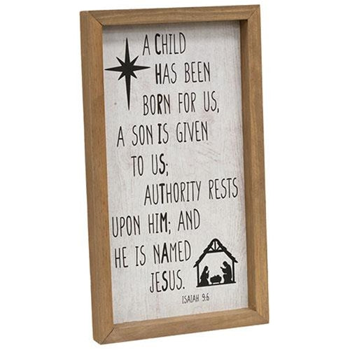 A Child Is Born Nativity 10" Christmas Frame