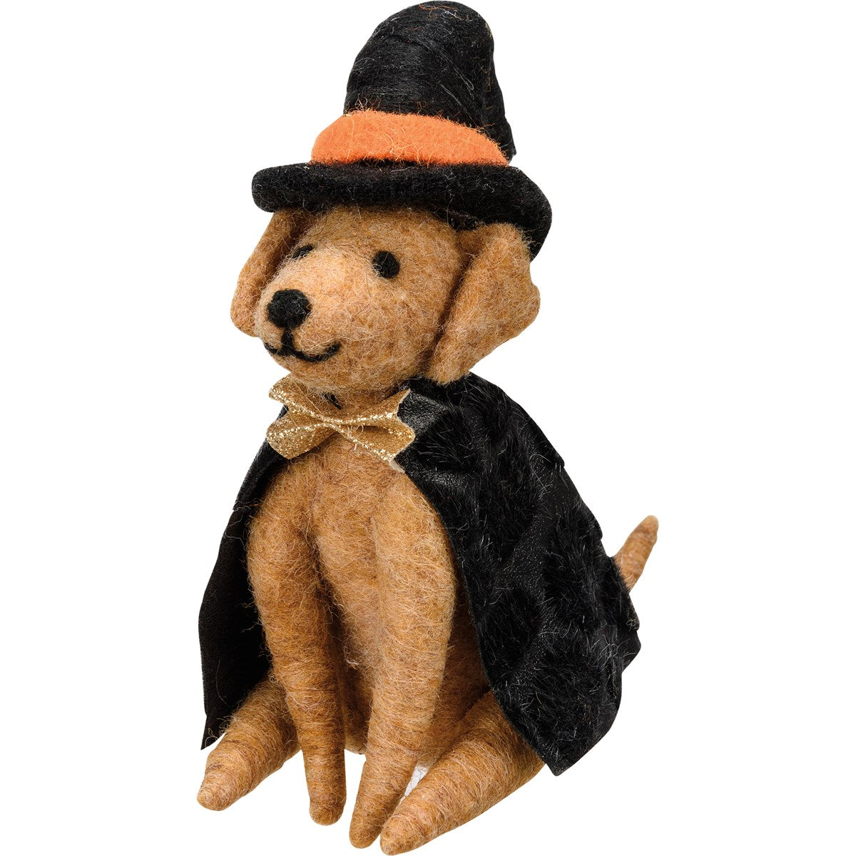 Witch Dog in Black Cape Felt Critter