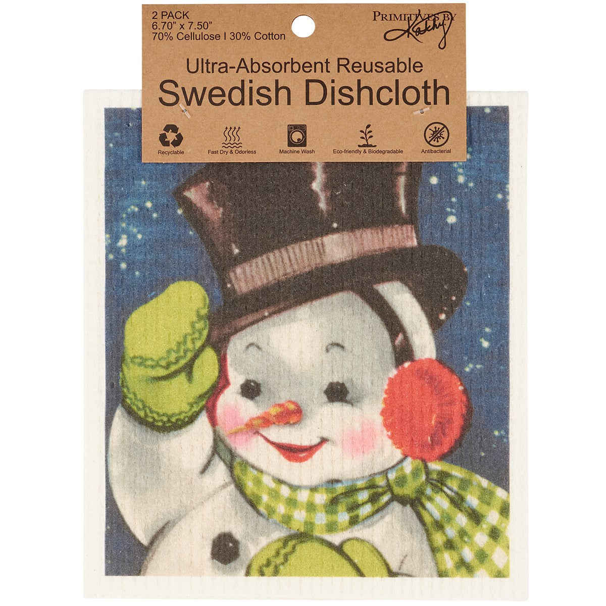 Retro Snowmen Swedish Dishcloth Set