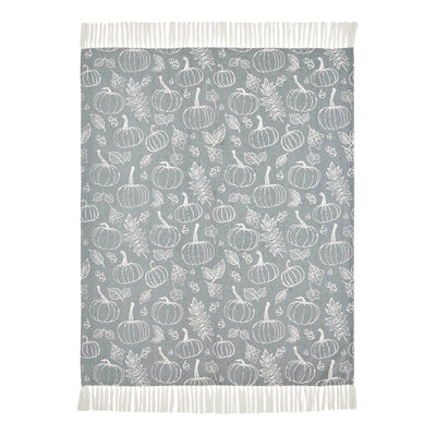 Silhouette Pumpkin Grey Throw 50" x 60"