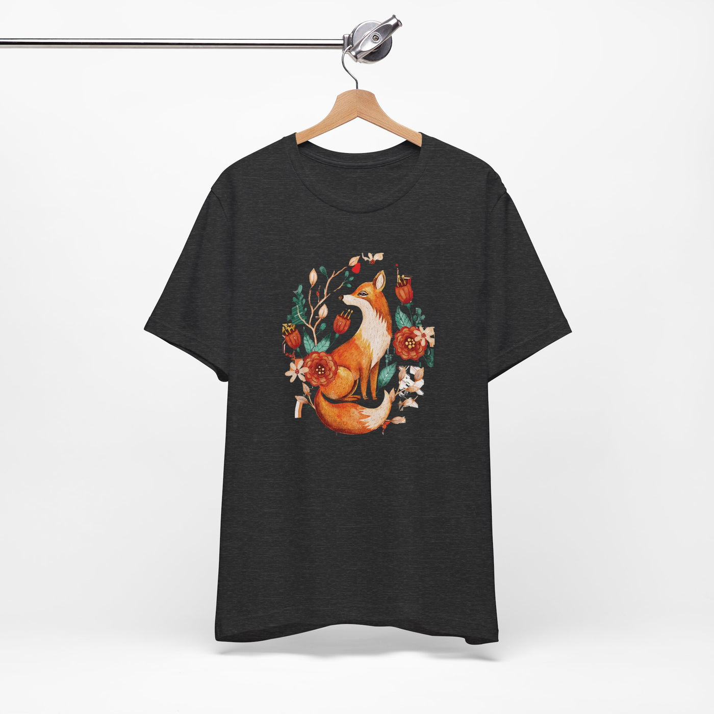 Graceful Fox and Flowers Cozy T-Shirt