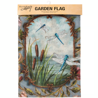 Dragonflies and Cattails Garden Flag