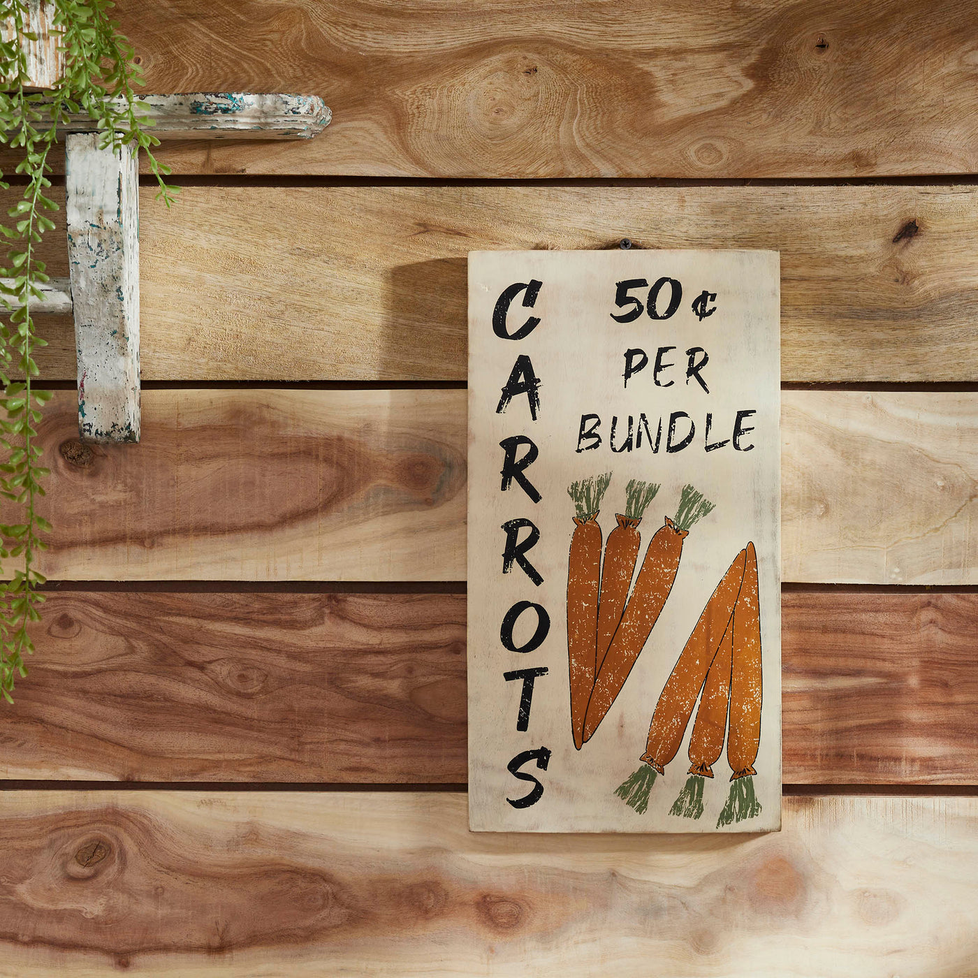 Carrots 50 cents Per Bundle 15" Rustic Wooden Sign