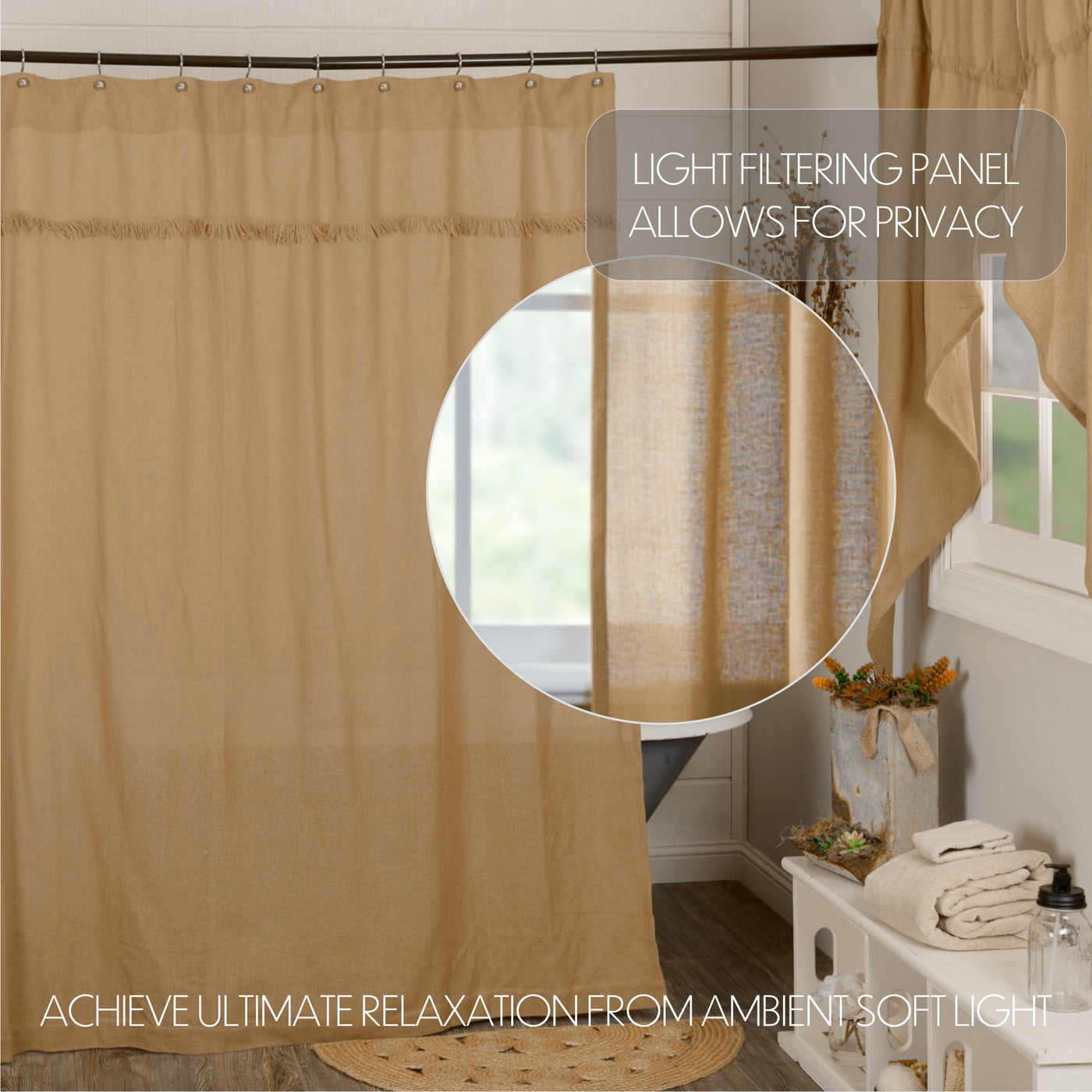 Burlap Natural Shower Curtain 72'' x 72''