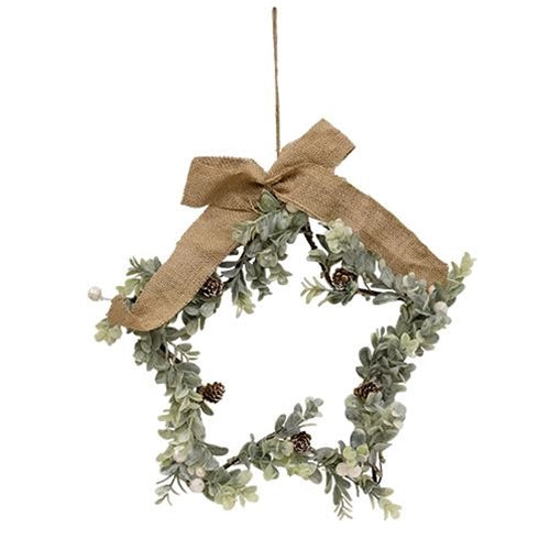 Holiday Ombre Boxwood Star Wreath 12" Faux Evergreens