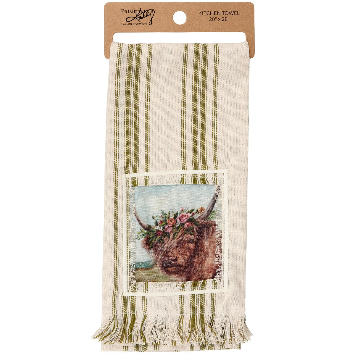 Floral Highland Cow Kitchen Towel