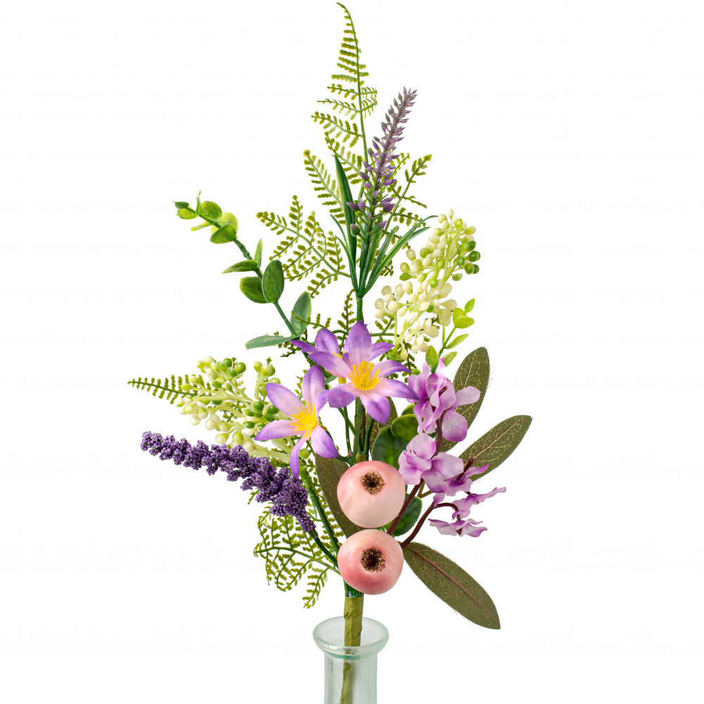 💙 Lavender and Purple Berry Fern Crabapple 18" Faux Floral Pick