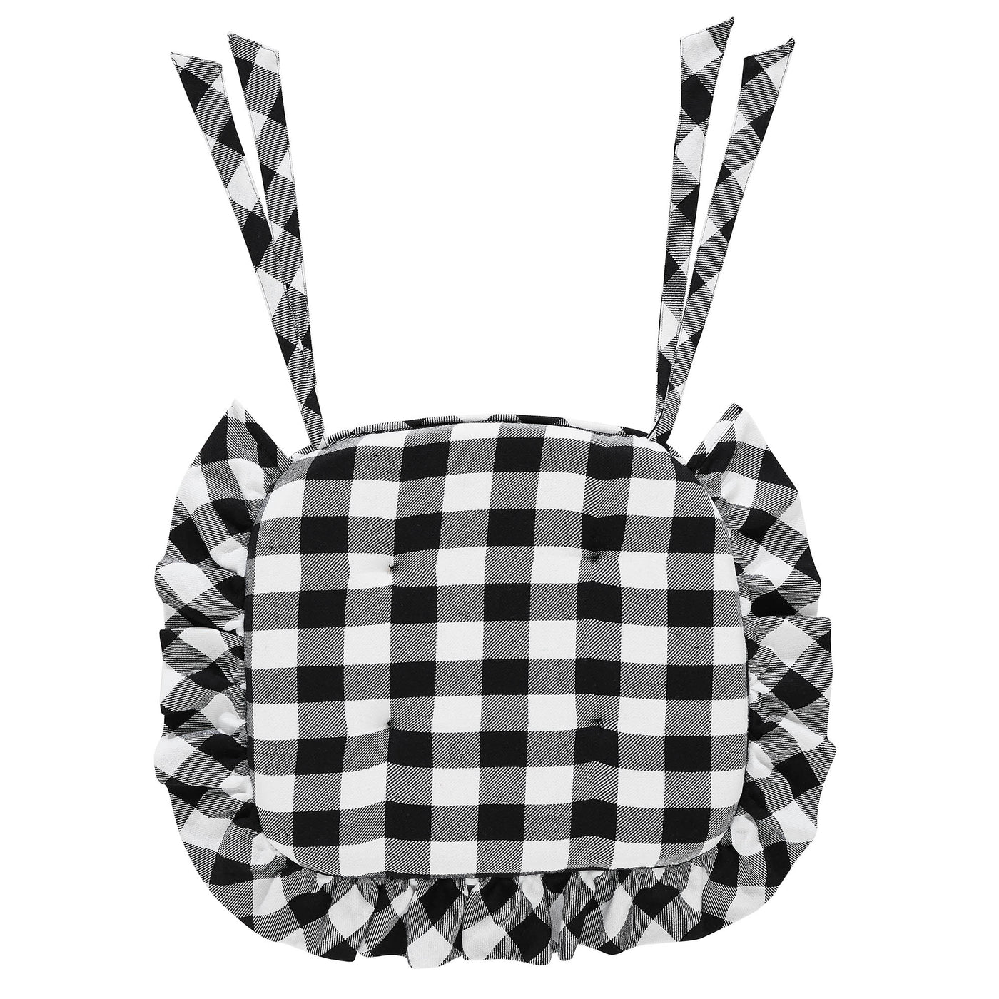 Annie Buffalo Check Black Ruffled Chair Pad