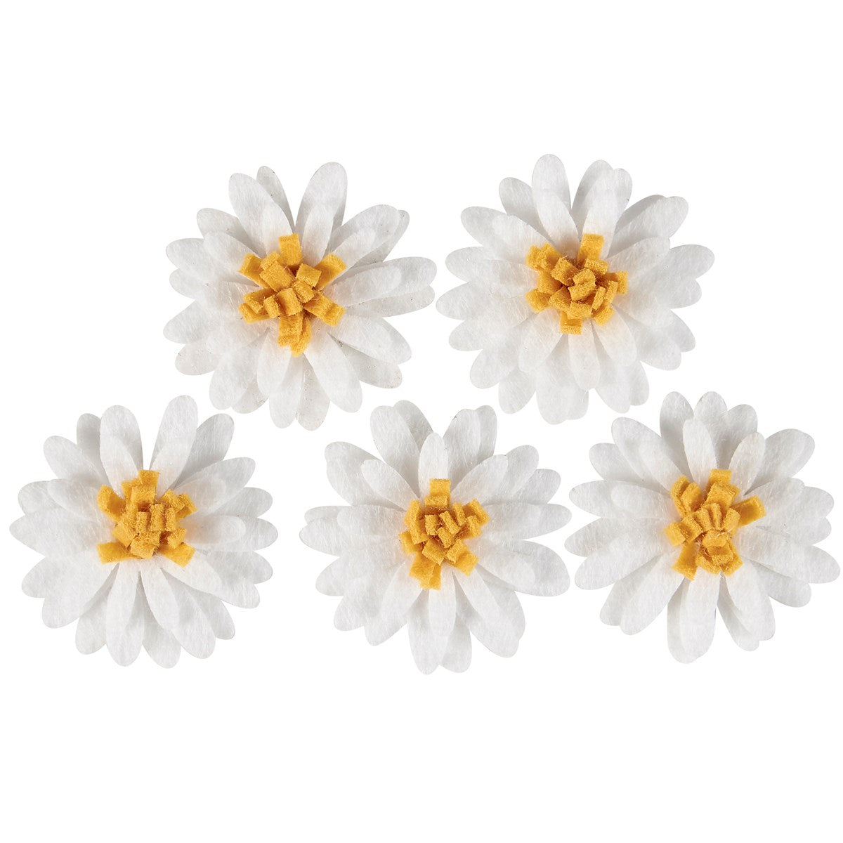 White Daisy Felt Magnets Set of 5