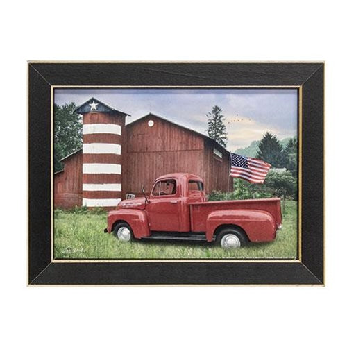 Patriotic Farm and Red Truck 5" x 7" Framed Print