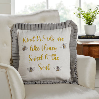 😊 WARM + COZY DAY 14 ✨ Kind Words Are Like Honey Bee Accent Pillow 18"