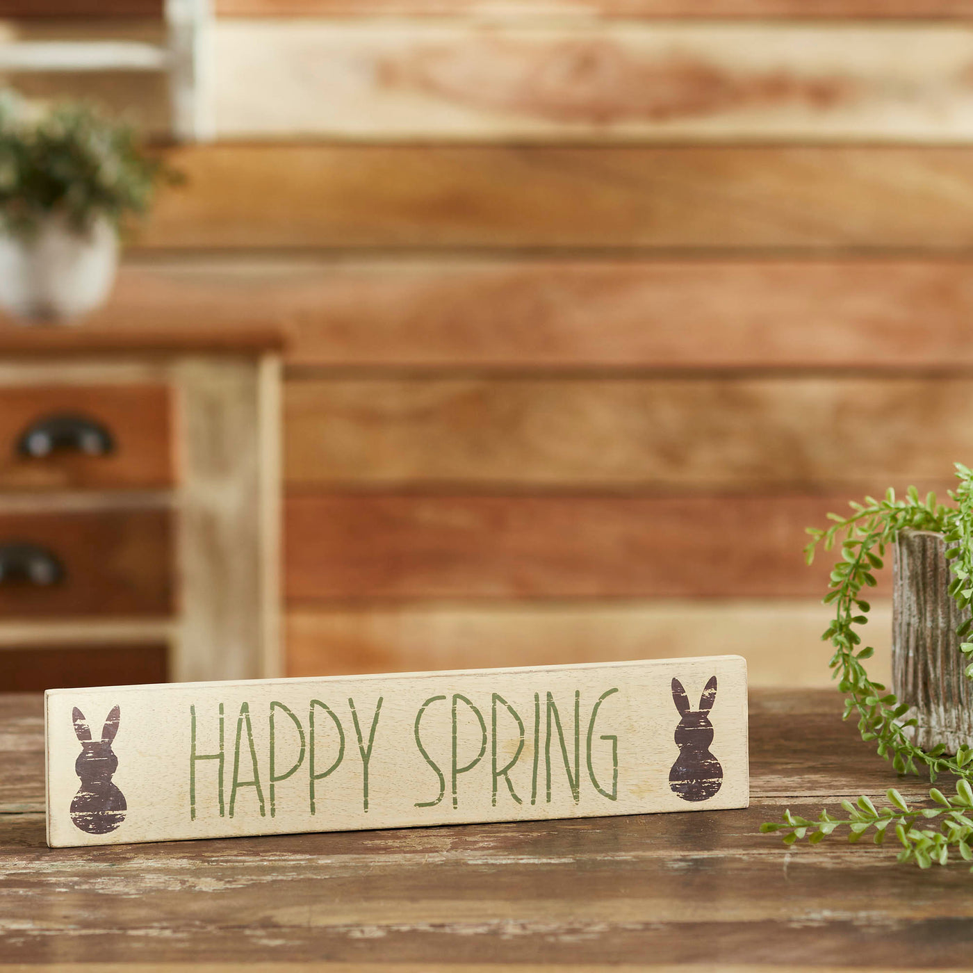 Happy Spring Bunny 14" Wooden Sign