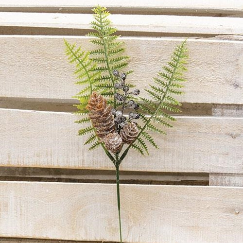 Set of 2 Winter Berry Pinecone and Fern Faux Evergreen Picks