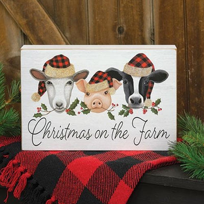 Christmas on the Farm 9" Farm Animals Box Sign