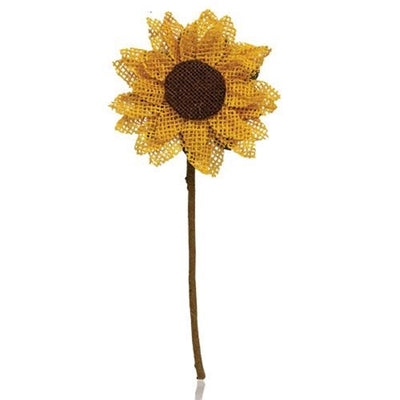 Stiffened Burlap Sunflower 10.5" Faux Floral Stem