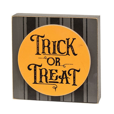 Trick Or Treat Black Ticking Stripe 6" Box Sign