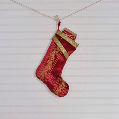 Yule Red and Gold 15" Christmas Stocking