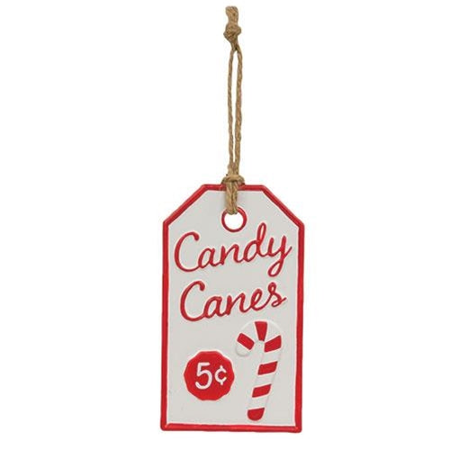 Candy Canes Retro Style 5.5" H Decorative Metal Tag